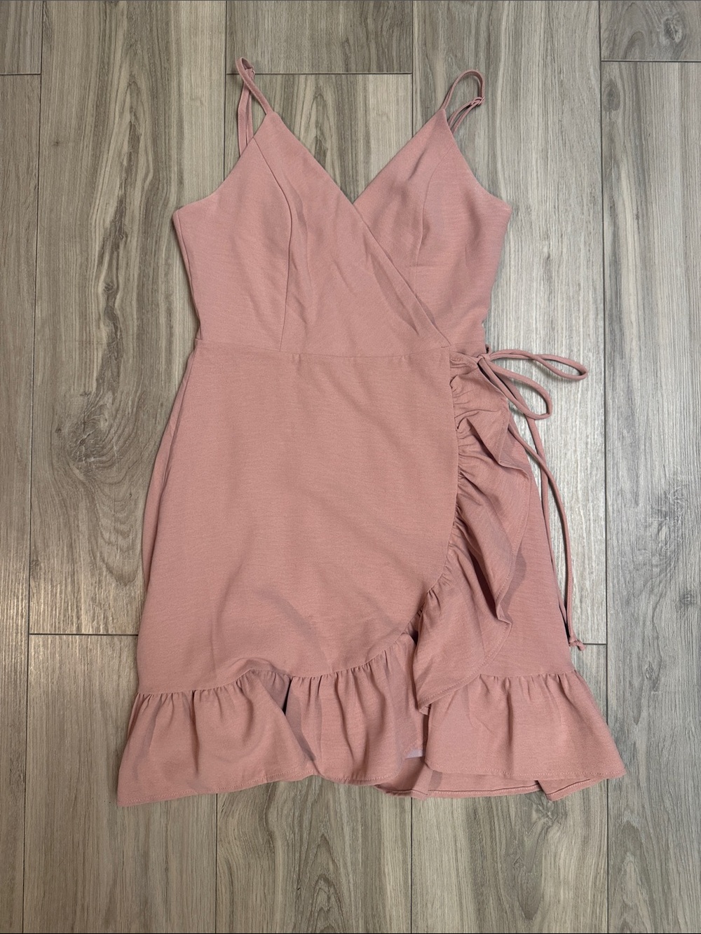 Altar'd State Blush Pink Wrap Mini Dress with Ruffle Trim